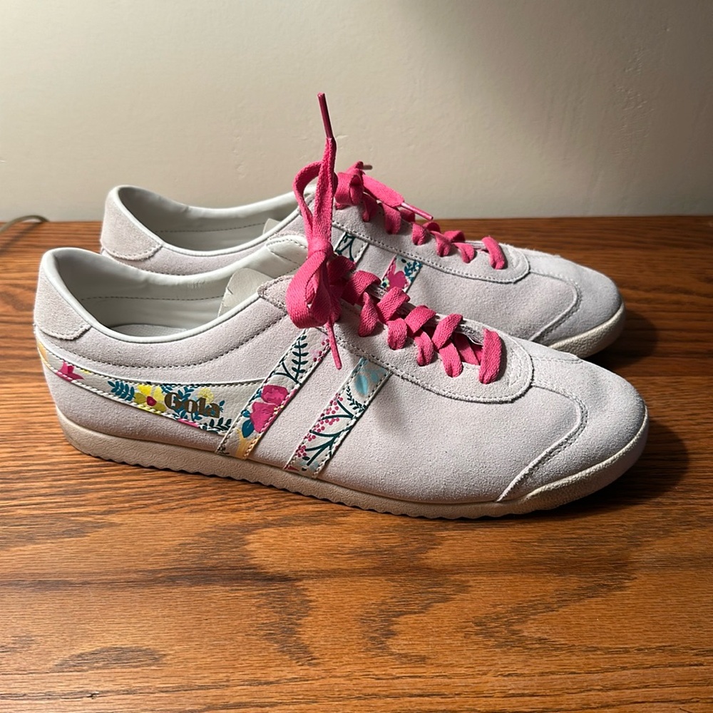 Gola Bullet Floral Suede Sneakers Lace Up Off White Size 10